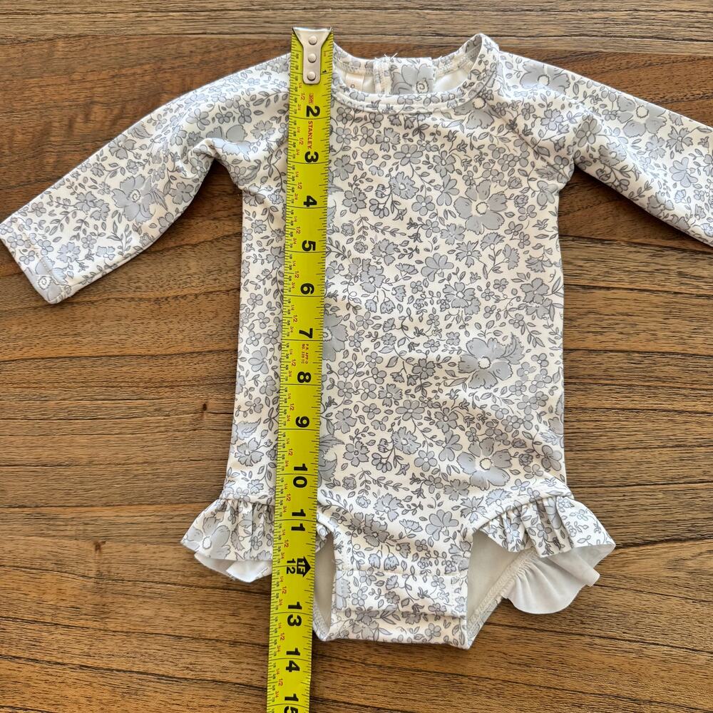 Quincy Mae Olivia Rashguard One-Piece Blue Floral - Size 0-3 months - Picture 3 of 4